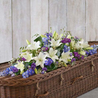 Blue and White Casket Spray