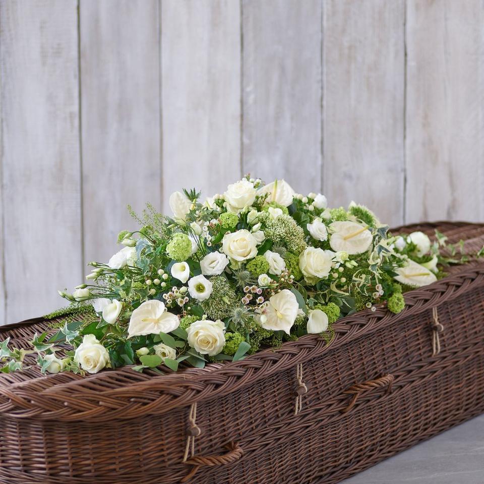 White and Green Casket Spray