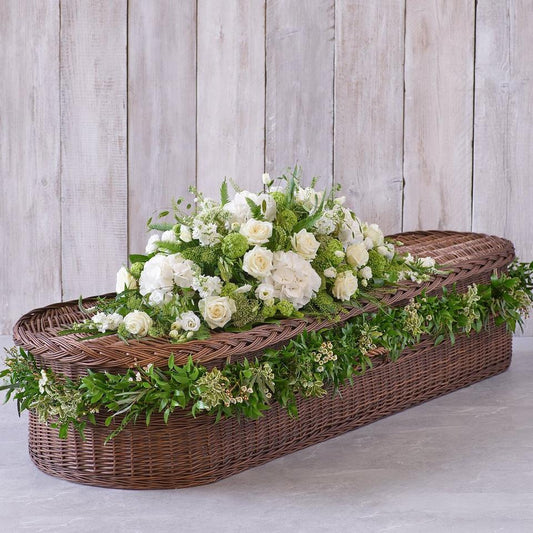 Large White Casket Spray with Garland