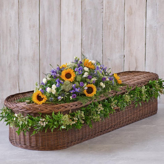 Sunflower Mix Casket Spray with Garland