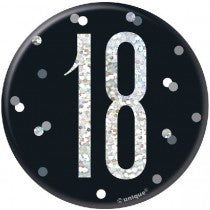 3IN BLACK GLITZ 18 BADGE