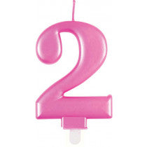 METALLIC PINK NUMBER 2 BIRTHDAY CANDLE