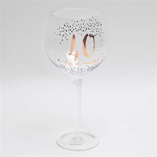 LUXE BIRTHDAY GIN GLASS WITH ROSE GOLD FOIL - 40