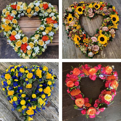 Funeral heart tribute made with the finest flowers