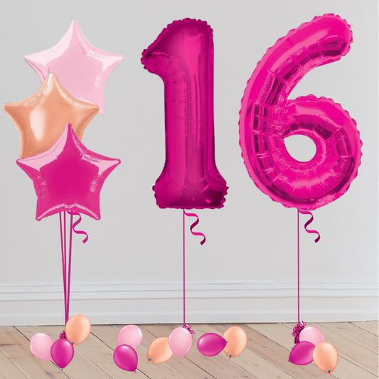 Pink Giant Number Balloon Party Package