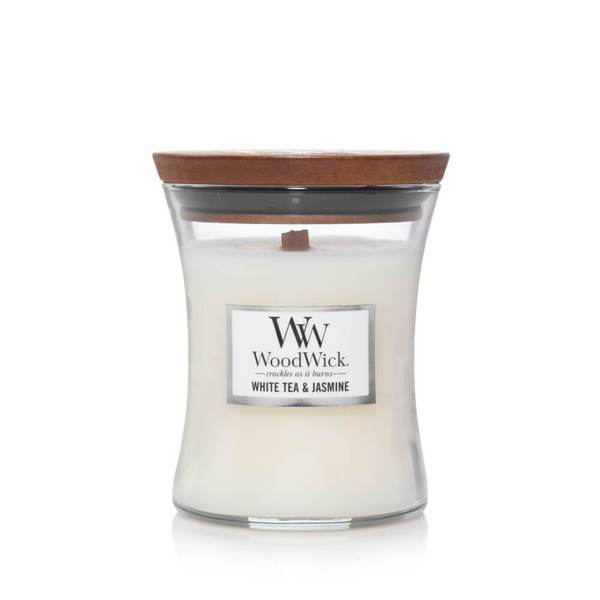 WOODWICK White Tea & Jasmine Medium Hourglass Jar Candle