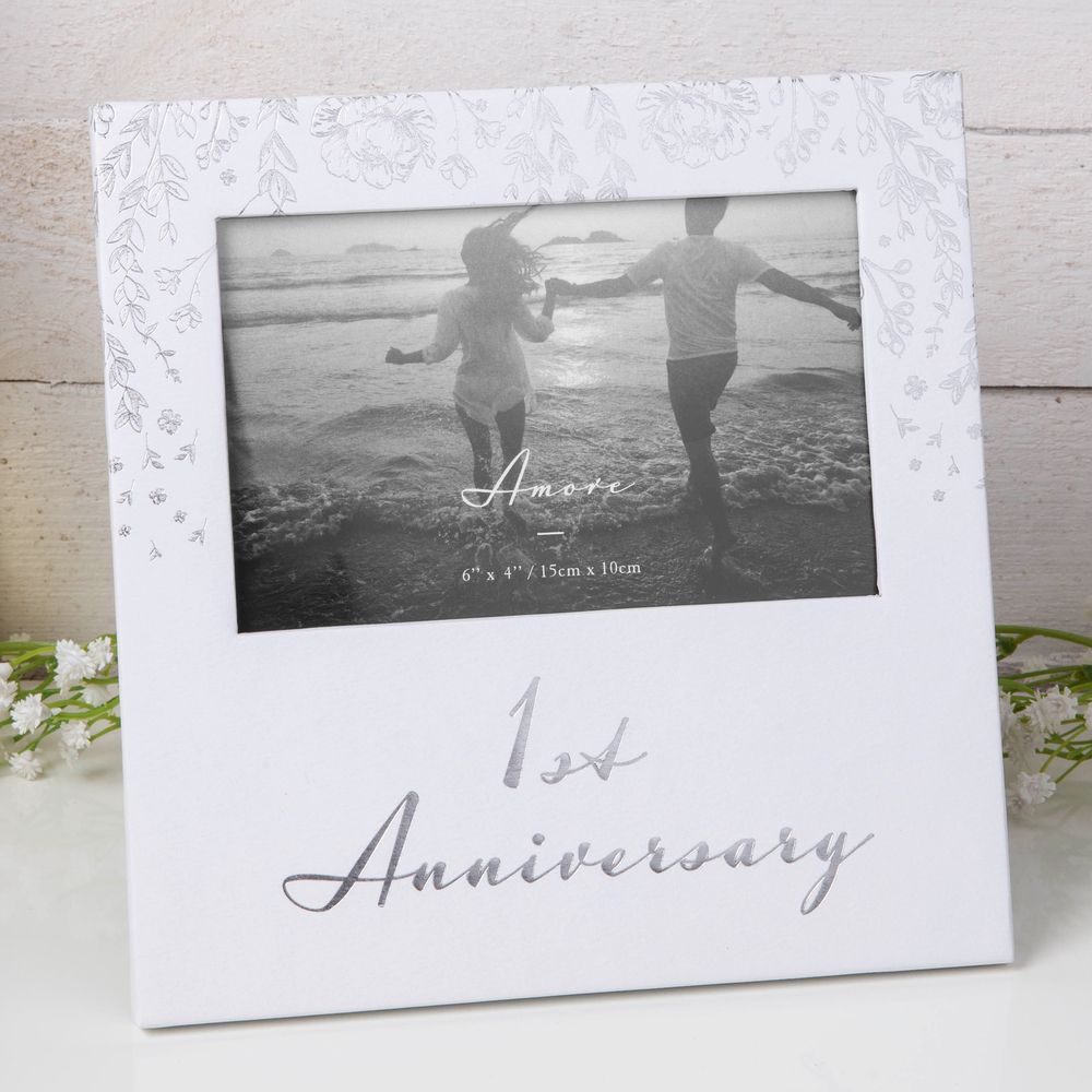 6" X 4" - AMORE BY JULIANA® PHOTO FRAME - 1ST ANNIVERSARY