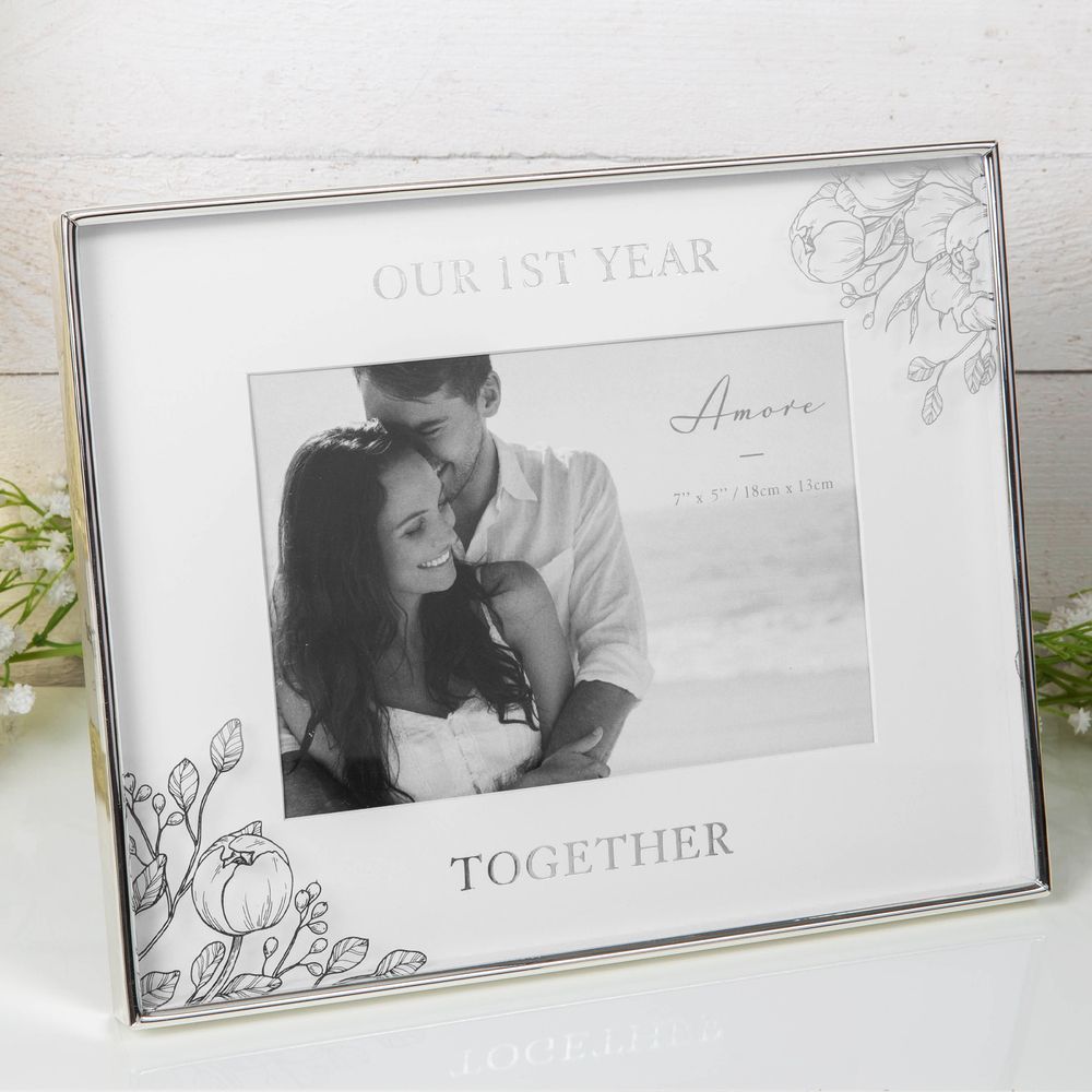 7" X 5" - AMORE BY JULIANA® PHOTO FRAME - 1ST YEAR TOGETHER