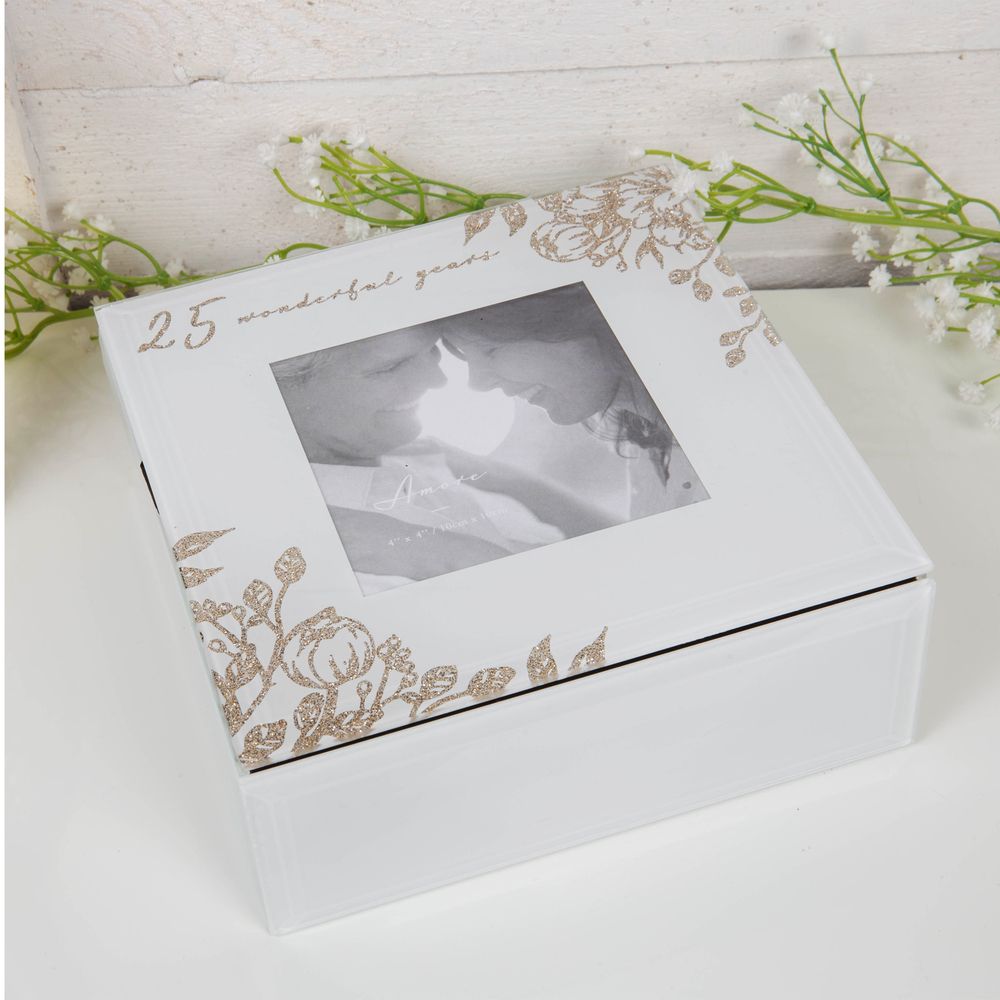 AMORE BY JULIANA® 25 YEARS GLASS TRINKET BOX WITH FRAME