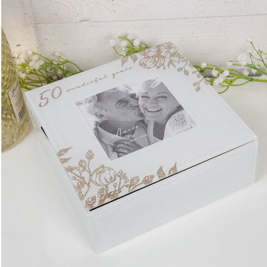 AMORE BY JULIANA® 50 YEARS GLASS TRINKET BOX WITH FRAME