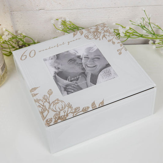 AMORE BY JULIANA® 60 YEARS GLASS TRINKET BOX WITH FRAME