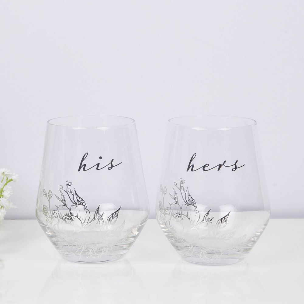 AMORE BY JULIANA® LUXURY STEMLESS WINE GLASS SET- HIS & HERS