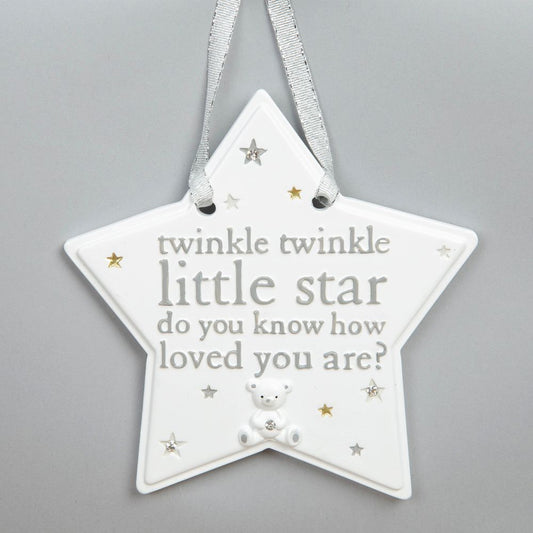 Bambino Resin Hanging Little Star Plaque " Twinkle Twinkle "