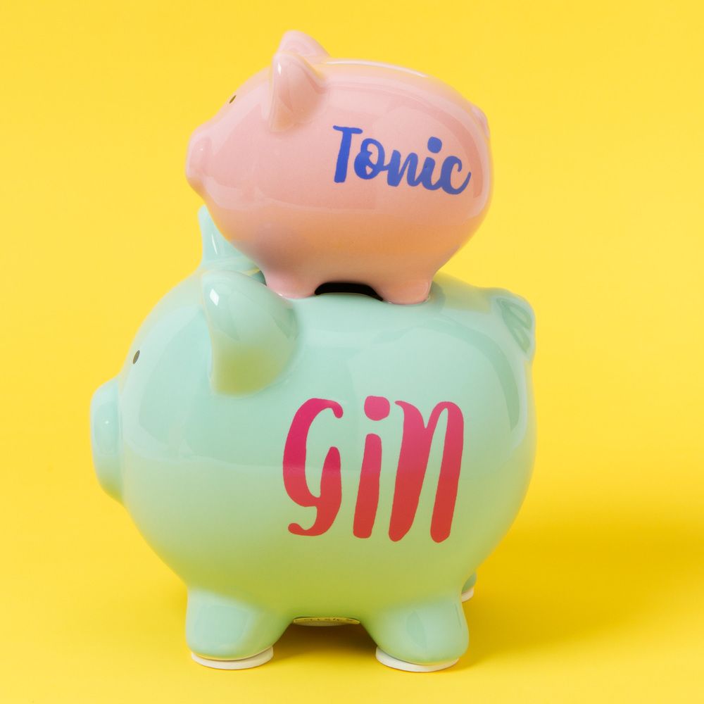 'PENNIES & DREAMS' DOUBLE PIGGY BANK - GIN & TONIC