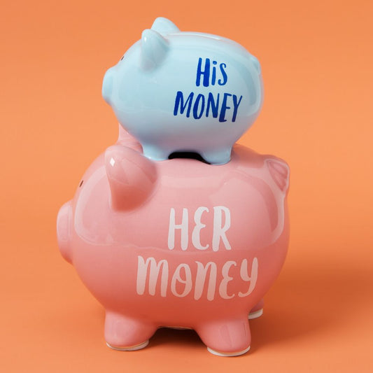 'PENNIES & DREAMS' DOUBLE PIGGY BANK - HIS & HER