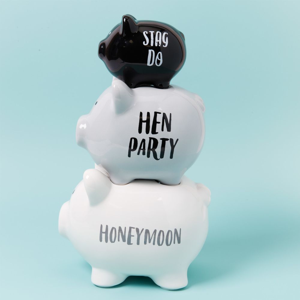 'PENNIES & DREAMS' TRIPLE PIGGY BANK - HONEYMOON