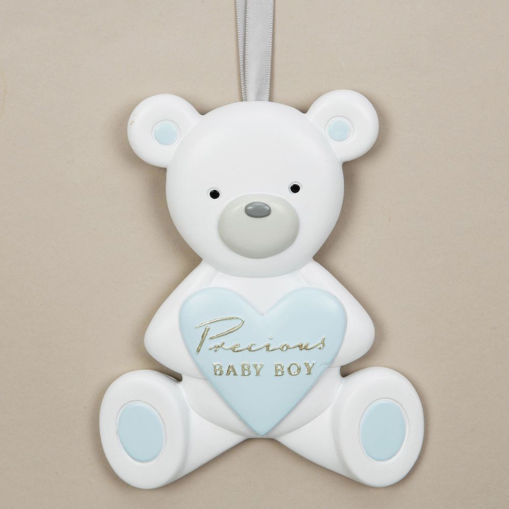 Bambino Resin Relief Teddy Bear Plaque Precious Baby Boy Celebrate