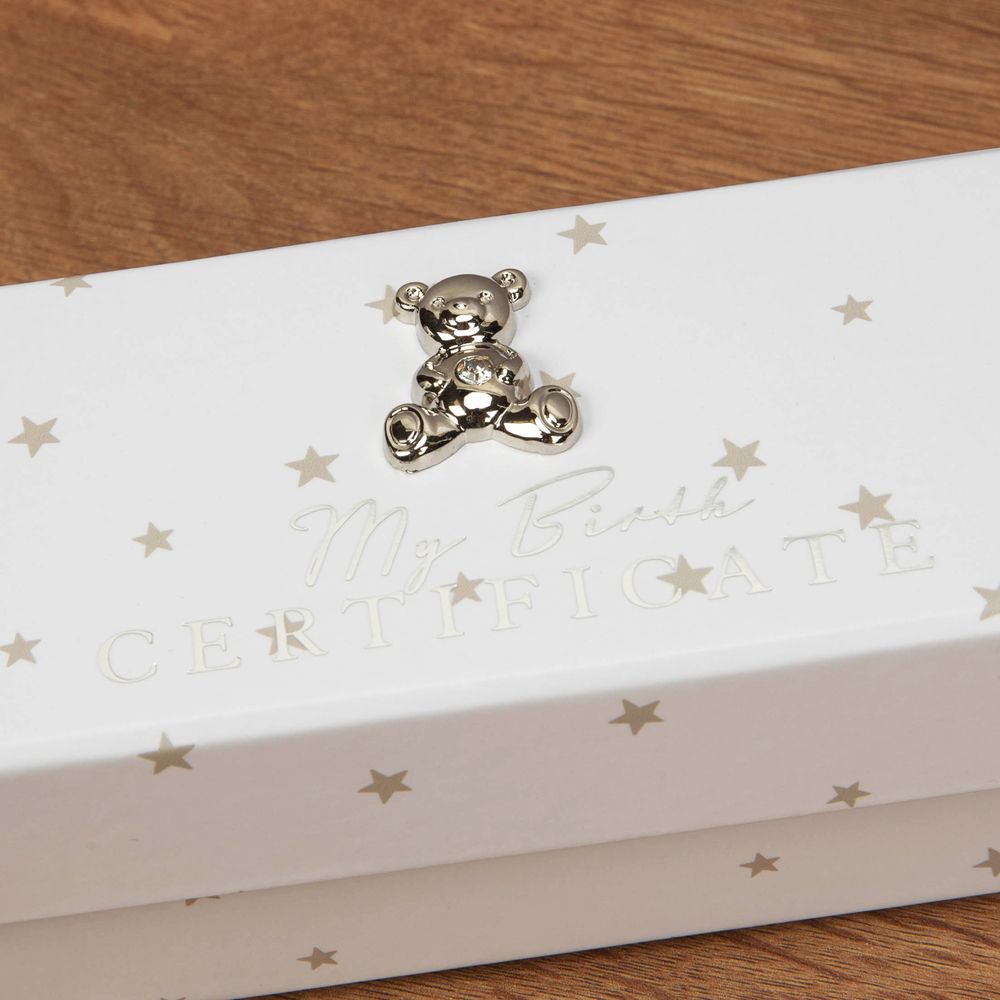 Bambino White Paperwrap Birth Certificate Holder Teddy Icon