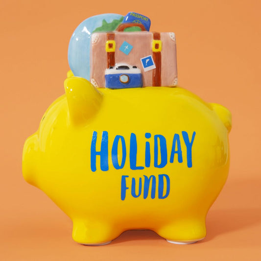 PENNIES & DREAMS CERAMIC PIGGY BANK - HOLIDAY FUND