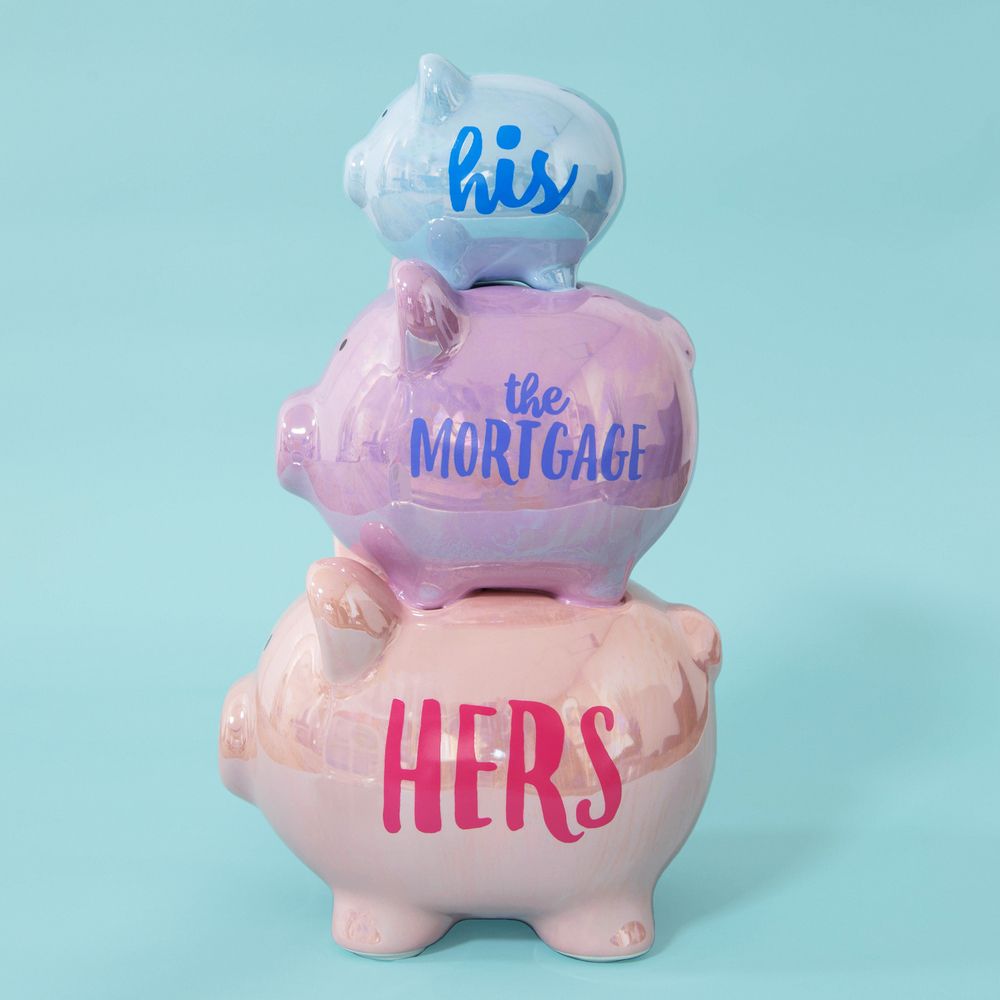 Pennies & Dreams Triple Piggy Bank - His, The Mortgage, Hers