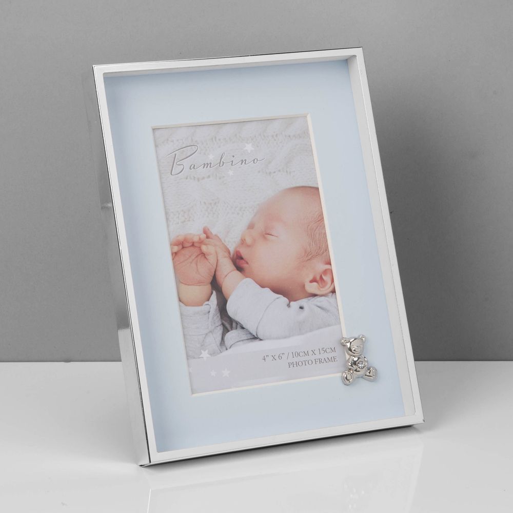 4" x 6" - Bambino Silver Finish Frame - Teddy & Blue Mount