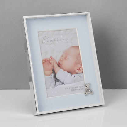 4" x 6" - Bambino Silver Finish Frame - Teddy & Blue Mount