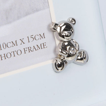 4" x 6" - Bambino Silver Finish Frame - Teddy & Blue Mount