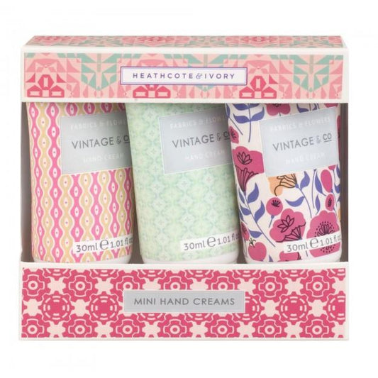 Vintage & Co Fabrics & Flowers Mini Hand Creams 3 x 30ml
