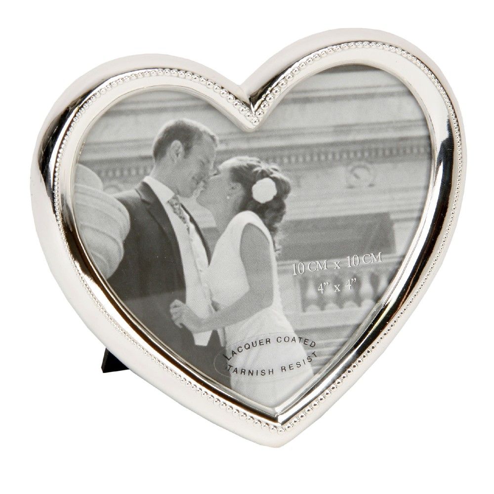 4" X 4" - CELEBRATIONS SILVER PLATED HEART PHOTO FRAME