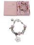 Amore Silver/Pink Bead Charm Bracelet - Flower Girl