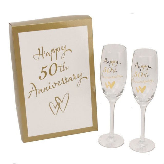 Juliana Pair of Champagne Flutes - 50th Anniversary