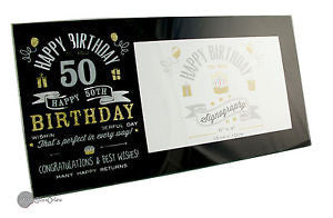 Signography Birthday Glass Frame Black/Sil/Gold 6"x4"- 50