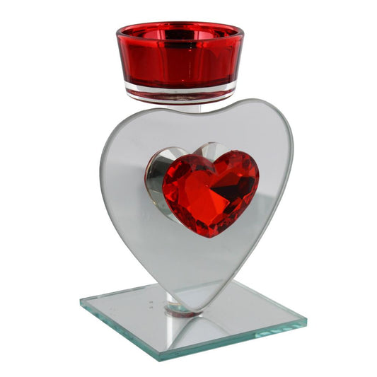Juliana Glass T-Lite Holder with Heart Shape with Crystal