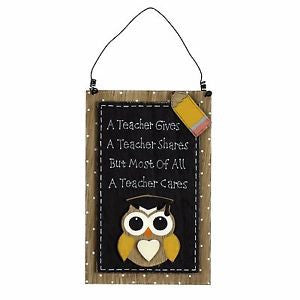 Teacher Plaque With Owl