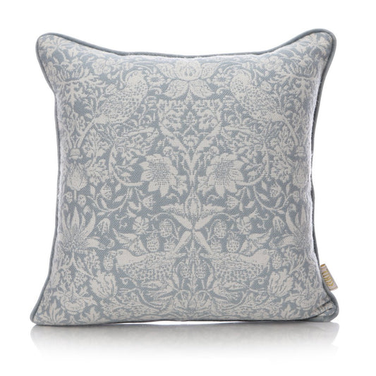 William Morris Strawberry Thief Cushion Light Blue