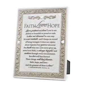 Faith Love Hope Collection Plaque 6in x 8in