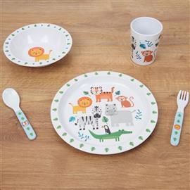 JUNGLE BABY 5 PIECE MELAMINE BREAKFAST SET