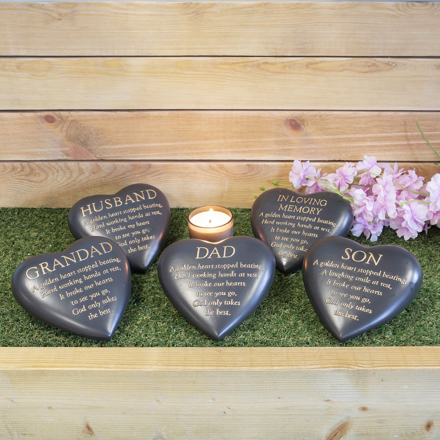 Thought Of You Graveside Dark Grey Heart Memorial - Dad