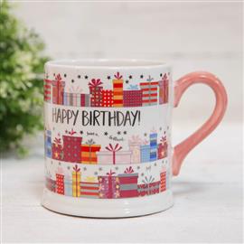 QUICKSILVER MUG WITH FOIL - PINK HAPPY BIRTHDAY