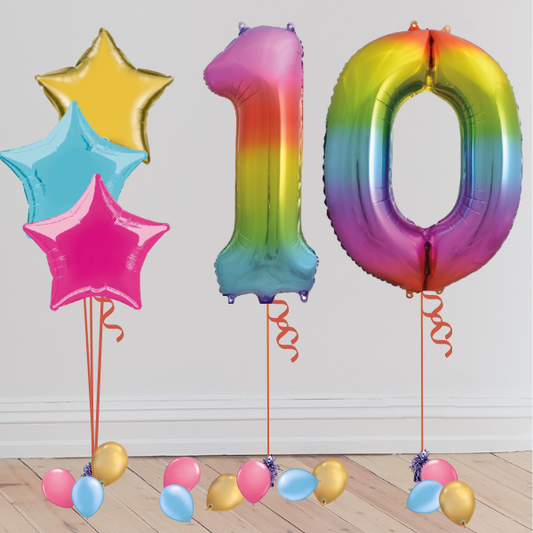 Rainbow Giant Number Balloon Party Package