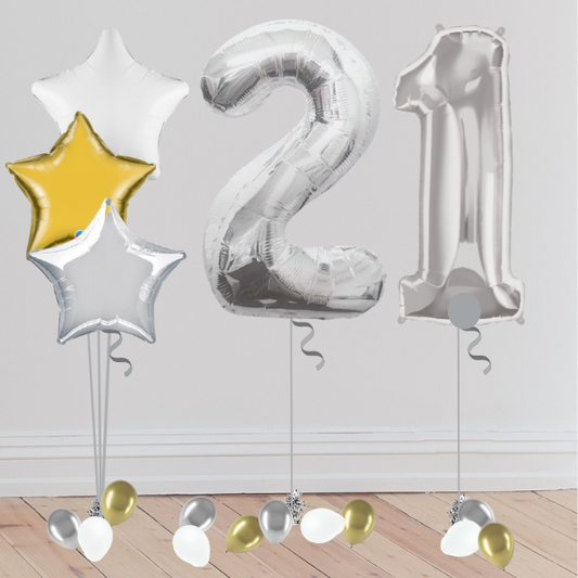 Silver Giant  Number Balloon Party Package