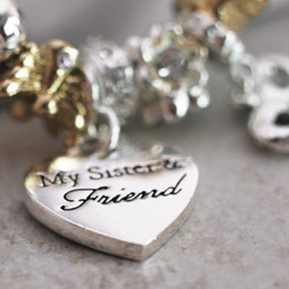 Juliana Gold/Silver Charm Bracelet with Heart Sister