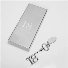 MILESTONES SILVER PLATED KEY WITH ENGRAVING TAG - 18