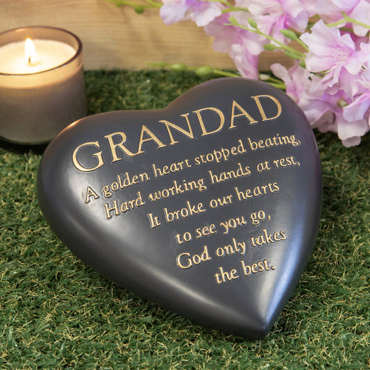 Thought Of You Graveside Dark Grey Heart Memorial - Grandad