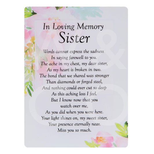 Graveside Memorial Cards - In Memory Of Sister