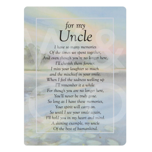 Graveside Memorial Cards - For My Uncle