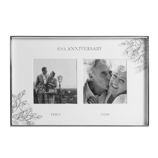 4" x 4" - AMORE BY JULIANA® Floral Double Frame - 60 Years