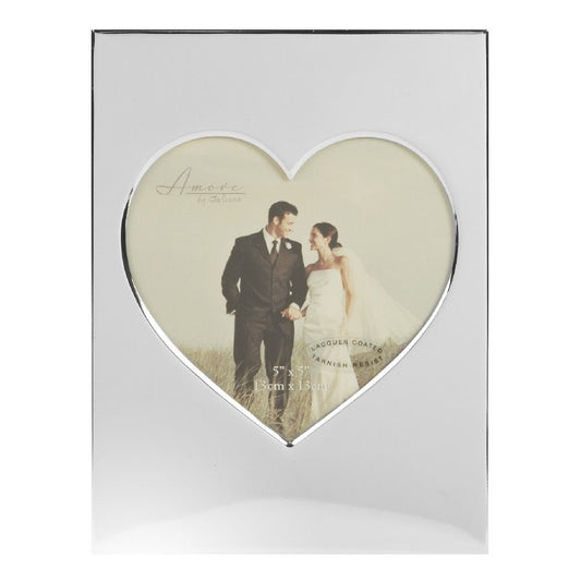 5" X 5" - AMORE BY JULIANA® SILVER PLATED HEART PHOTO FRAME