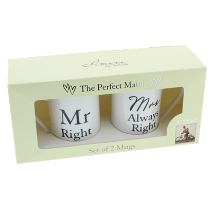 AMORE BY JULIANA® MUG SET - MR RIGHT & MRS ALWAYS RIGHT