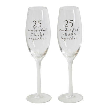 Amore Champagne Flutes Set of 2 - 25th Anniversary
